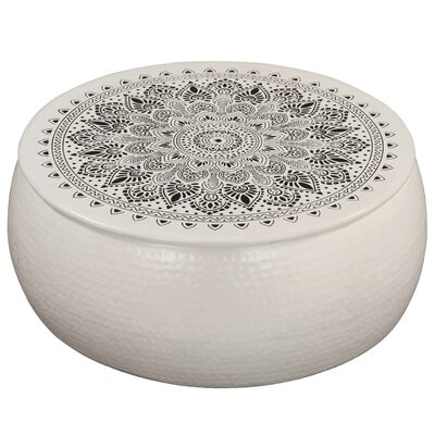 vidaXL Coffee Table Hammered Aluminium 70x30 cm White,  vidaXL Coffee Table Hammered Aluminium 70x30 cm White