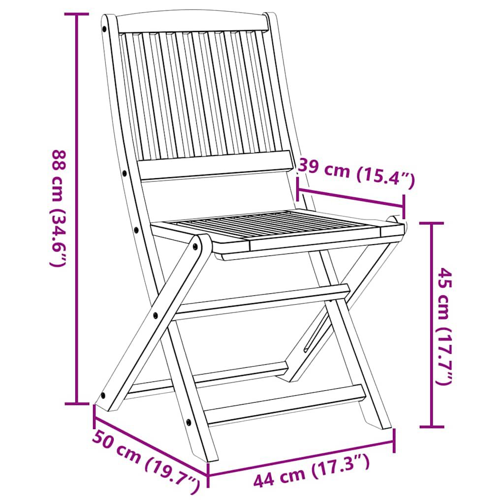 vidaXL Folding Garden Chairs 6 pcs Solid Acacia Wood