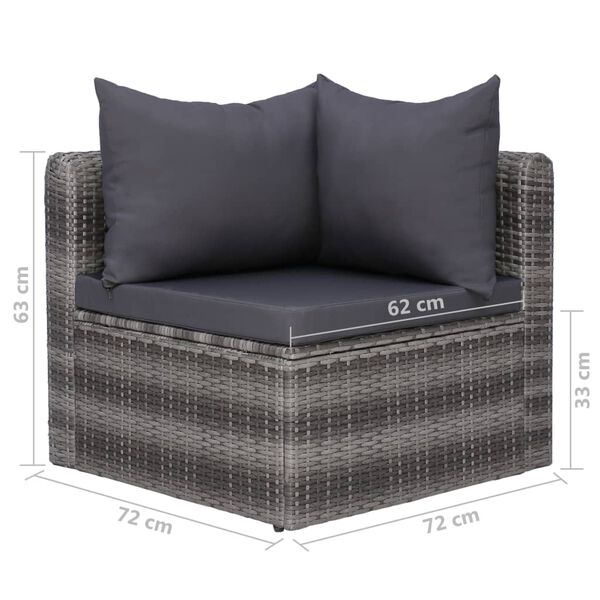 vidaXL 8 Piece Garden Lounge Set with Cushions Poly Rattan Grey