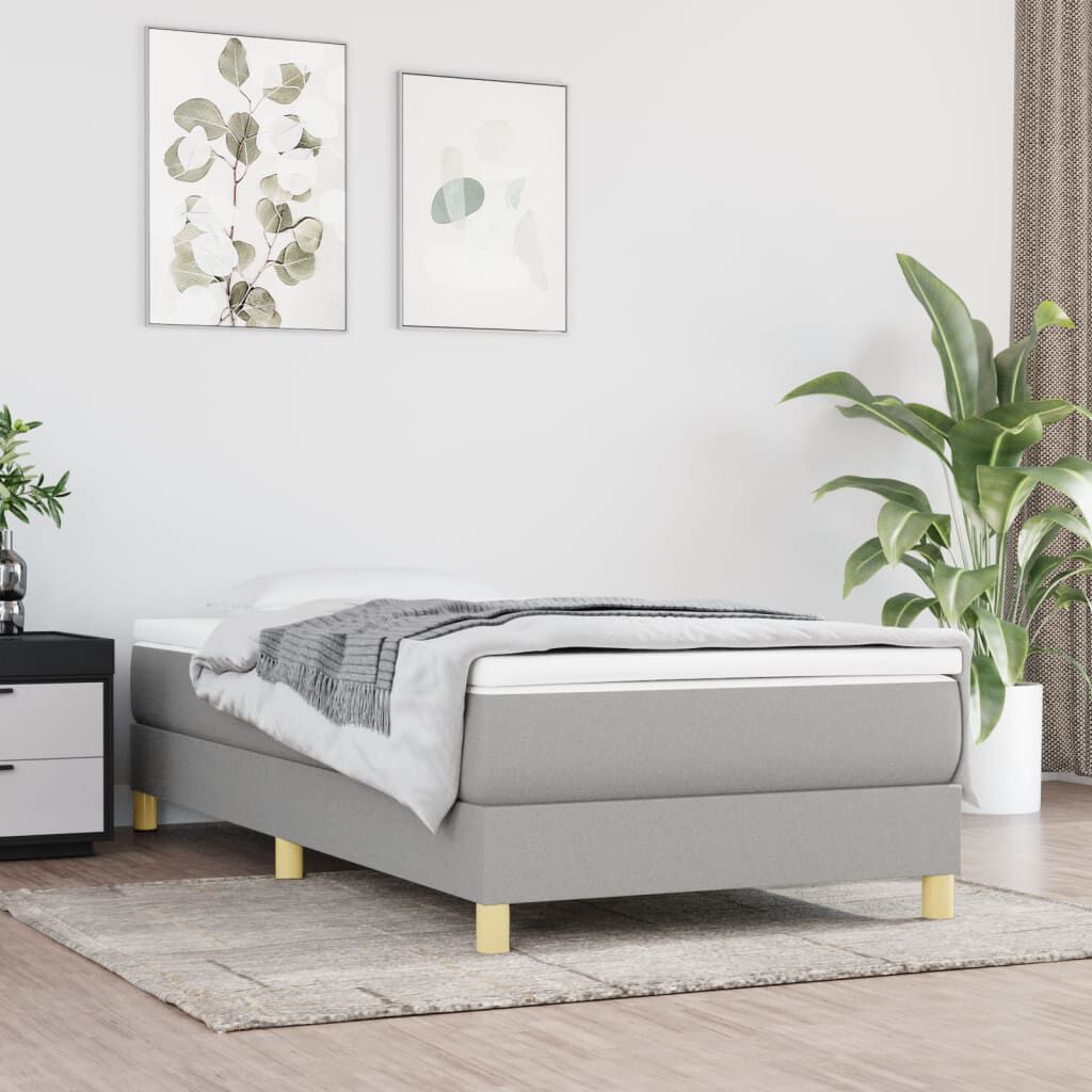 vidaXL Bed Frame without Mattress Light Grey 90x200 cm Fabric