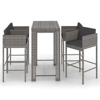 vidaXL 5 Piece Garden Bar Set with Cushions Poly Rattan Grey