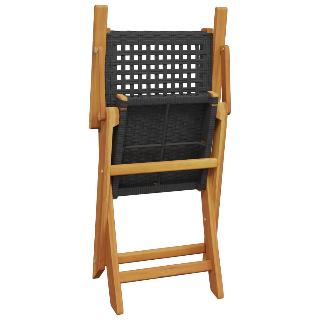 vidaXL 7 Piece Garden Dining Set Black Poly Rattan and Solid Wood