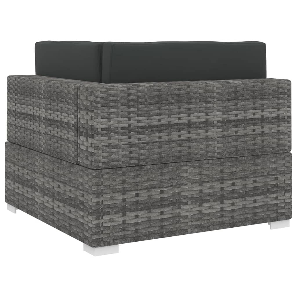 vidaXL Sectional Corner Chair 1 pc with Cushions Poly Rattan Grey
