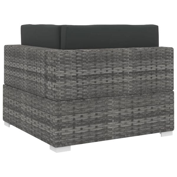vidaXL Sectional Corner Chair 1 pc with Cushions Poly Rattan Grey