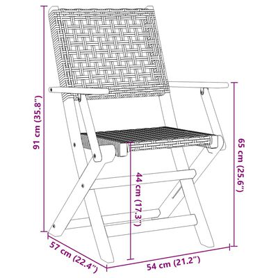 vidaXL Folding Garden Chairs 6 pcs Black Poly Rattan and Solid Wood, black vidaXL Folding Garden Chairs 6 pcs Black Poly Rattan and Solid Wood