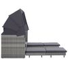 vidaXL Extendable 3-Seater Sofa Bed with Roof Poly Rattan Grey