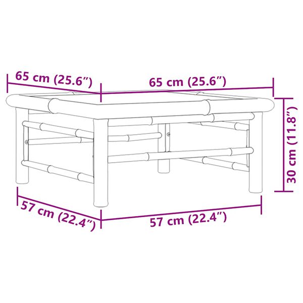 vidaXL Garden Table 65x65x30 cm Bamboo