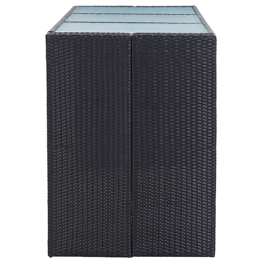 vidaXL 7 Piece Garden Bar Set with Cushions Poly Rattan Black