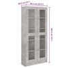 vidaXL Vitrine Cabinet Concrete Grey 82.5x30.5x185.5 cm Engineered Wood