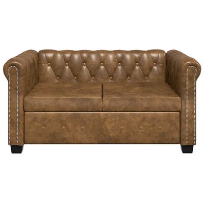 vidaXL Chesterfield Sofa 2-Seater Artificial Leather Brown,  vidaXL Chesterfield Sofa 2-Seater Artificial Leather Brown