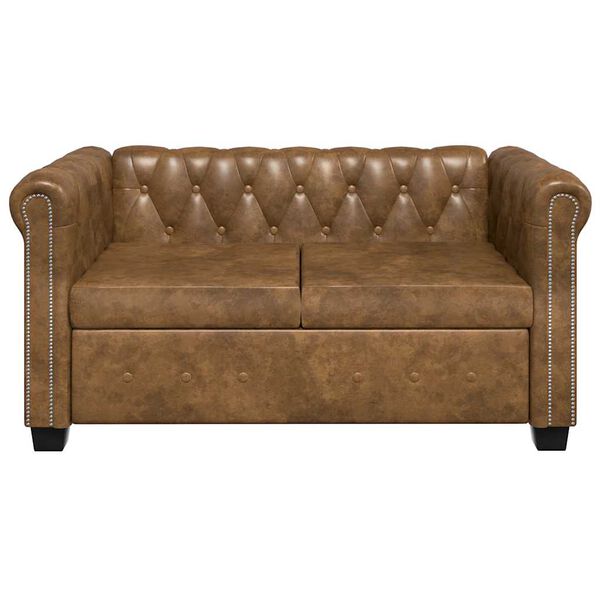 vidaXL Chesterfield Sofa 2-Seater Artificial Leather Brown