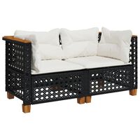 vidaXL Garden Sofas Corner with Cushions 2 pcs Black Poly Rattan, black vidaXL Garden Sofas Corner with Cushions 2 pcs Black Poly Rattan