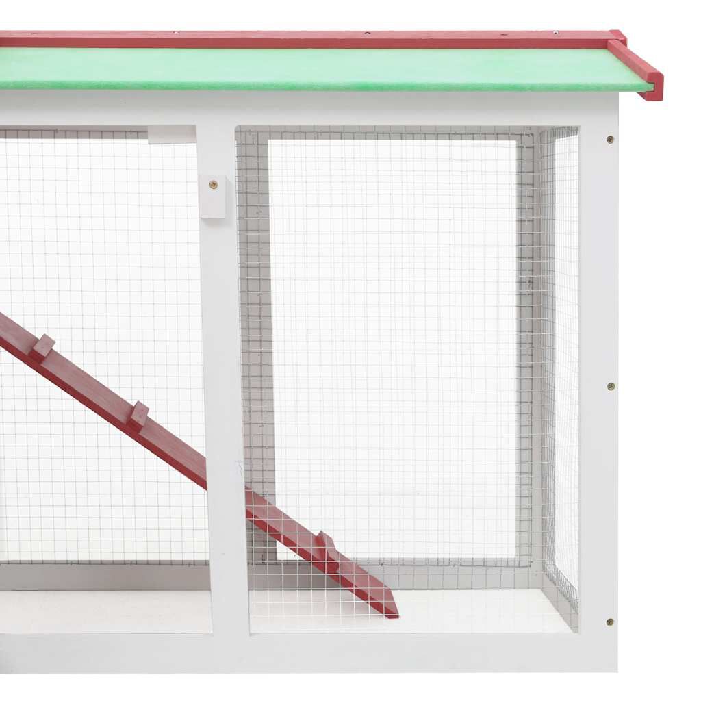 vidaXL Outdoor Large Rabbit Hutch Red and White 145 x 45 x 84 Wood