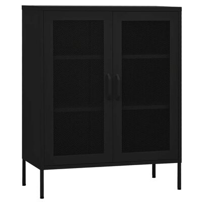 vidaXL Storage Cabinet Black 80x35x101.5 cm Steel, black vidaXL Storage Cabinet Black 80x35x101.5 cm Steel