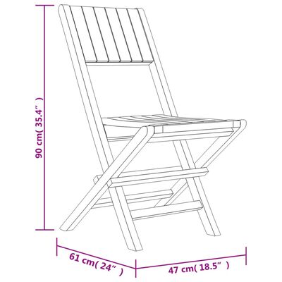 vidaXL Folding Garden Chairs 6 pcs 47x61x90 cm Solid Wood Teak