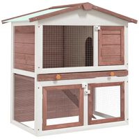vidaXL Outdoor Rabbit Hutch 3 Doors Brown Wood, brown vidaXL Outdoor Rabbit Hutch 3 Doors Brown Wood