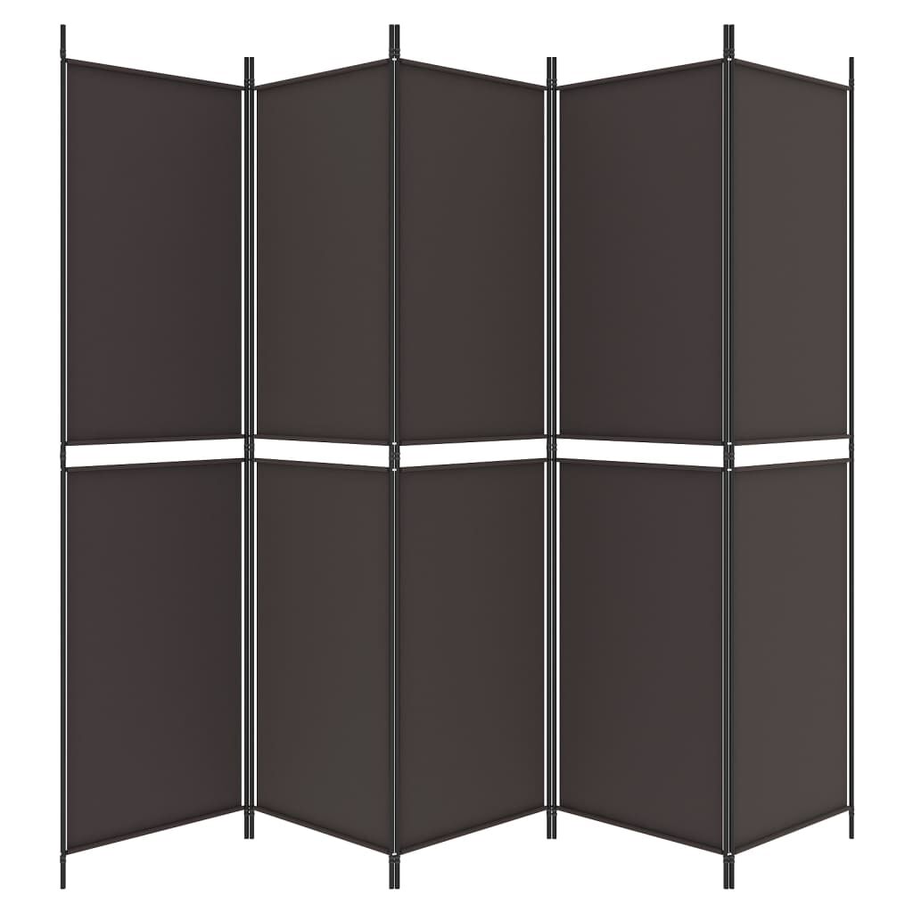vidaXL 5-Panel Room Divider Brown 250x200 cm Fabric