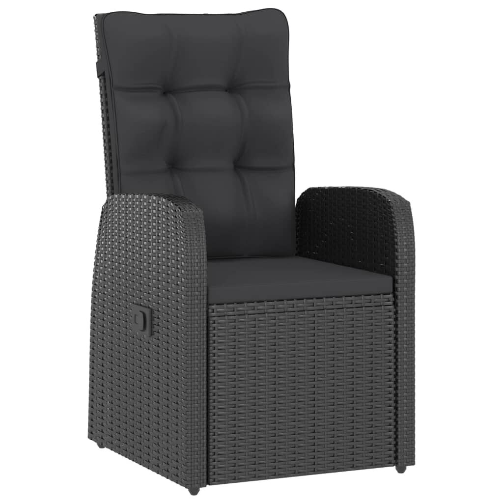 vidaXL 11 Piece Outdoor Dining Set with Cushions Poly Rattan Black