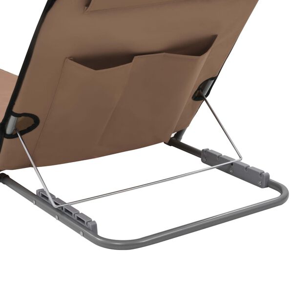 vidaXL Folding Beach Mats 2 pcs Steel and Fabric Brown