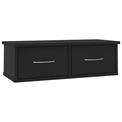 vidaXL Wall-mounted Drawer Shelf Black 60x26x18.5 cm Engineered Wood, black vidaXL Wall-mounted Drawer Shelf Black 60x26x18.5 cm Engineered Wood