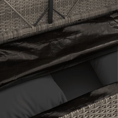vidaXL Garden Bench with Cushions Grey Poly Rattan, grey vidaXL Garden Bench with Cushions Grey Poly Rattan