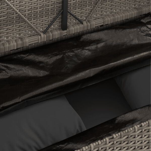 vidaXL Garden Bench with Cushions Grey Poly Rattan