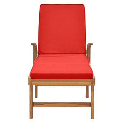 vidaXL Sun Lounger with Cushion Solid Teak Wood Red, red vidaXL Sun Lounger with Cushion Solid Teak Wood Red