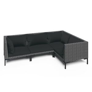 vidaXL 4 Piece Garden Lounge Set with Cushions Poly Rattan Dark Grey