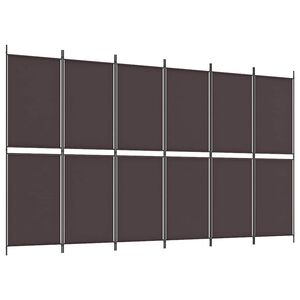 vidaXL 6-Panel Room Divider Brown 300x180 cm Fabric