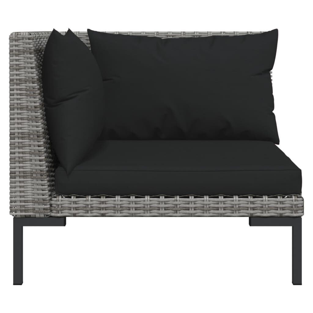 vidaXL 5 Piece Garden Lounge Set with Cushions Poly Rattan Dark Grey