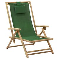 vidaXL Reclining Relaxing Chair Green Bamboo and Fabric, green vidaXL Reclining Relaxing Chair Green Bamboo and Fabric