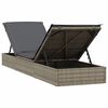 vidaXL Sunbed with Cushion Grey 201x55x62 cm Poly Rattan