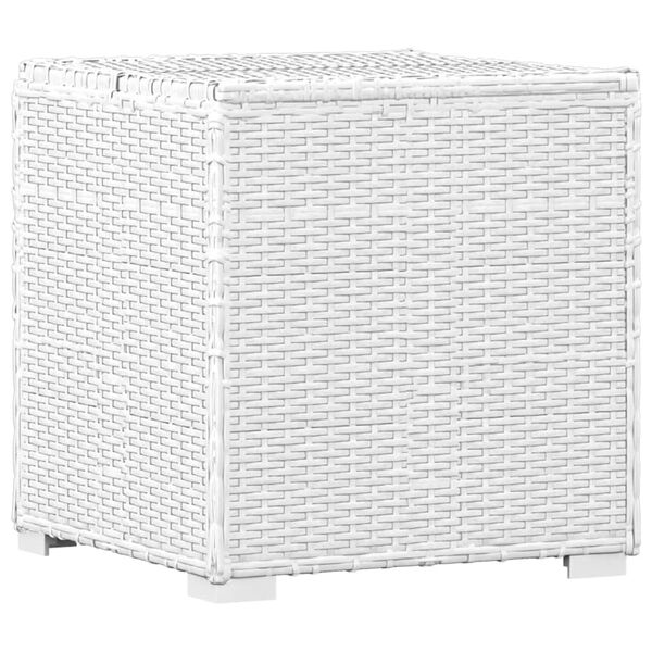 vidaXL Sun Lounger with Cushion and Tea Table Poly Rattan White