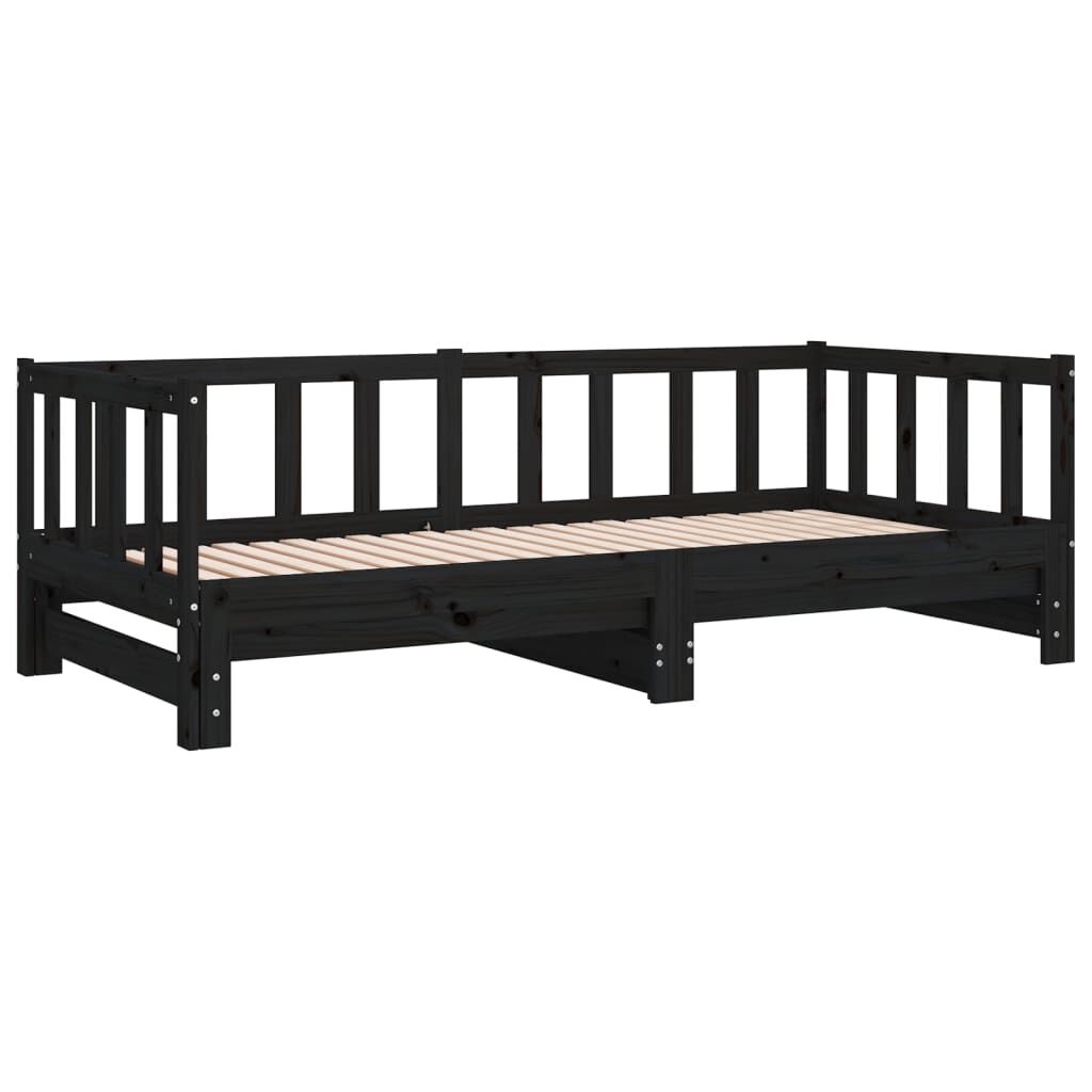 vidaXL Pull-out Day Bed without Mattress Black 2x(90x200)cm