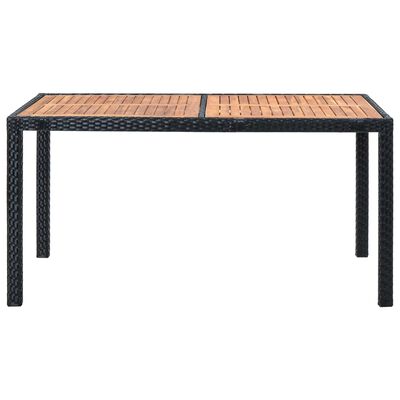 vidaXL 7 Piece Outdoor Dining Set Poly Rattan Acacia Wood Black,  vidaXL 7 Piece Outdoor Dining Set Poly Rattan Acacia Wood Black