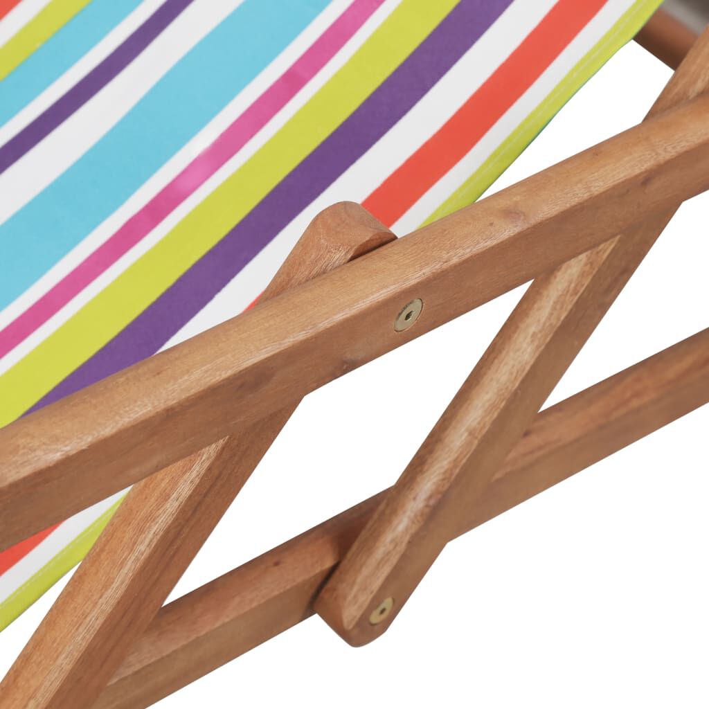 vidaXL Folding Beach Chair Fabric and Wooden Frame Multicolour
