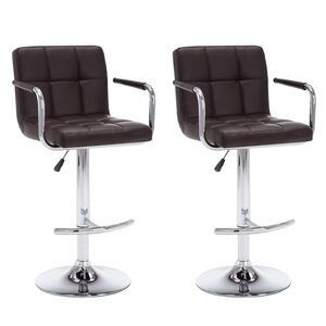 vidaXL Bar Stool | Set of 2 | Brown | Faux leather, Steel | Standard