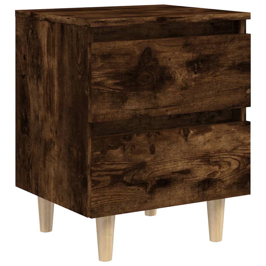 vidaXL Bed Cabinets with Solid Wood Legs 2 pcs Smoked Oak 40x35x50 cm