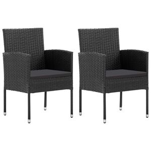 vidaXL Garden Chairs with Black Cushions 2 pcs Black Poly Rattan