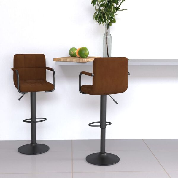vidaXL Bar Stools 2 pcs Brown Velvet