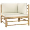 vidaXL 6 Piece Garden Lounge Set with Cream White Cushions Bamboo