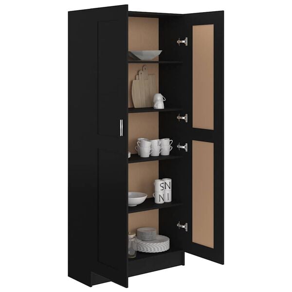 vidaXL Book Cabinet Black 82.5x30.5x185.5 cm Engineered Wood