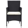 vidaXL 3 Piece Garden Dining Set with Cushions Poly Rattan Black