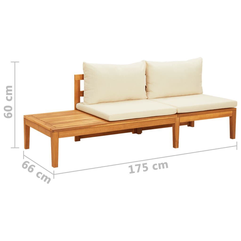 vidaXL Garden Bench with Table Cream White Cushions Solid Acacia Wood