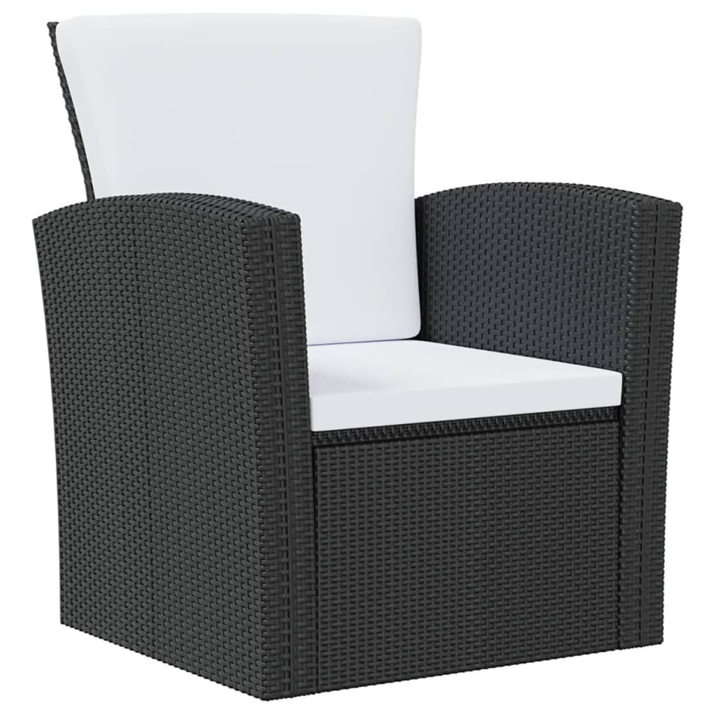 vidaXL 16 Piece Garden Lounge Set with Cushions Poly Rattan Black