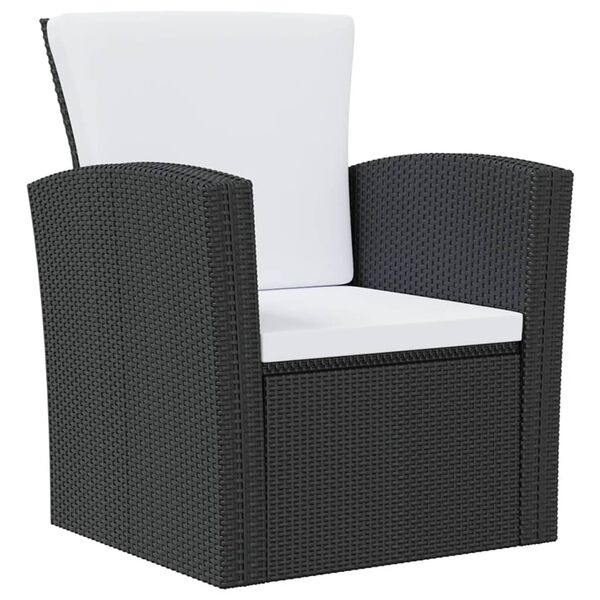 vidaXL 16 Piece Garden Lounge Set with Cushions Poly Rattan Black