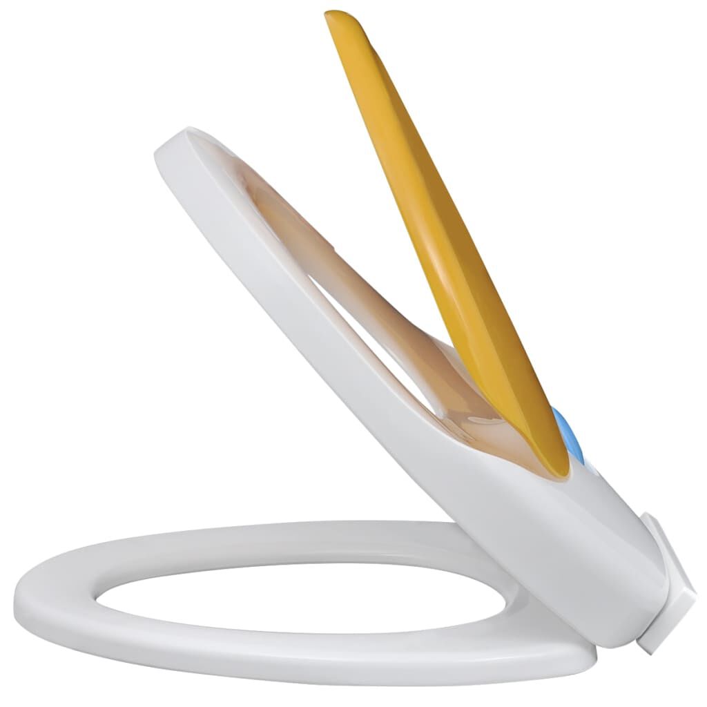 vidaXL Toilet Seats with Soft Close Lids 2pcs Plastic White and Yellow