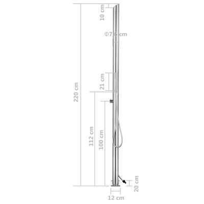 vidaXL Garden Shower 220 cm Stainless Steel,  vidaXL Garden Shower 220 cm Stainless Steel