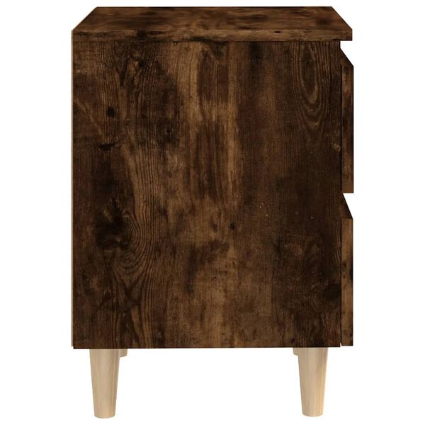 vidaXL Bed Cabinet with Solid Wood Legs Smoked Oak 40x35x50 cm