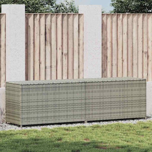 vidaXL Garden Storage Box Poly Rattan 200x50x60 cm Grey